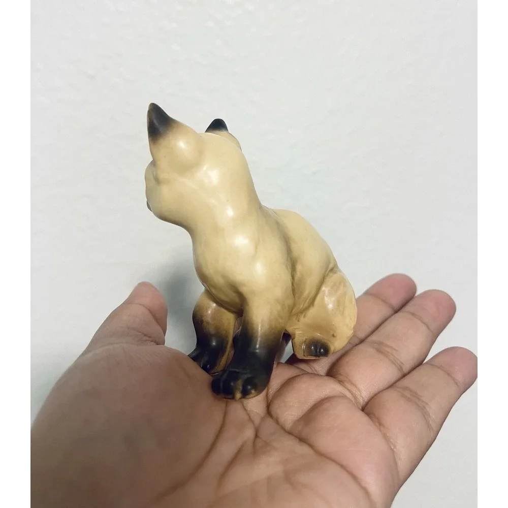 Vintage Siamese Cat Kitten‎ Figurine Statue Matte Ceramic Japan